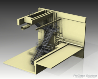 Screen shot from Solid Edge showing the refit stairs.